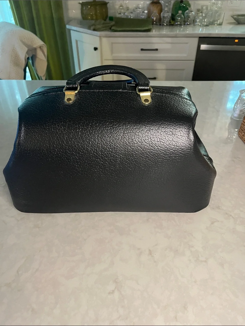 Vintage  Grafco Black Leather Doctor Physician Medical Bag Satchel E9 1542